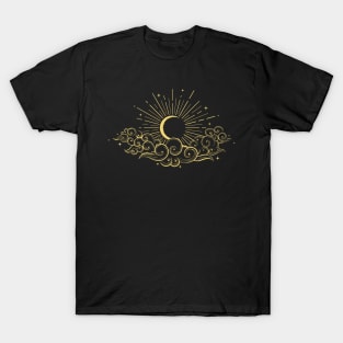 Hand drawn Moon in the cloudy sky T-Shirt